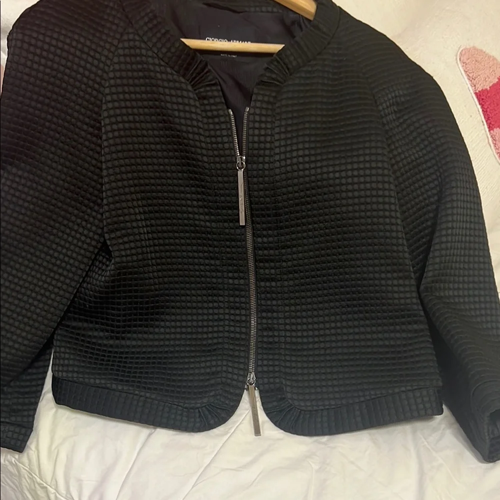 Giorgio Armani Black Jacket with Quilted Texture